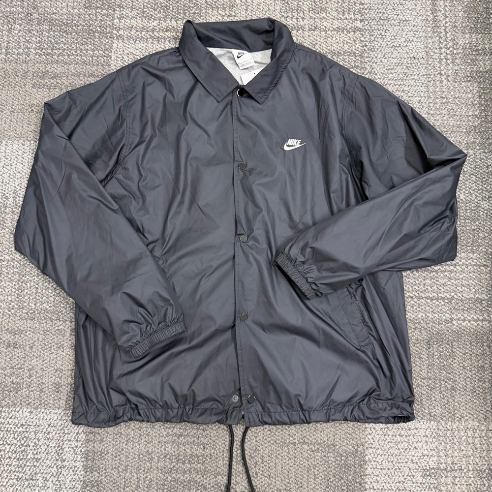 Nike Coaches Jacket Mens Medium Black Snap Front Lightweight fn3316-010